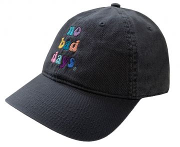 No Bad Days 6 Panel Twill Cap - Charcoal Retro Rainbow